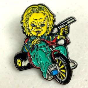 Chucky Horror Movie Bike Pin Brooch Killer Doll Childs Play Murderer